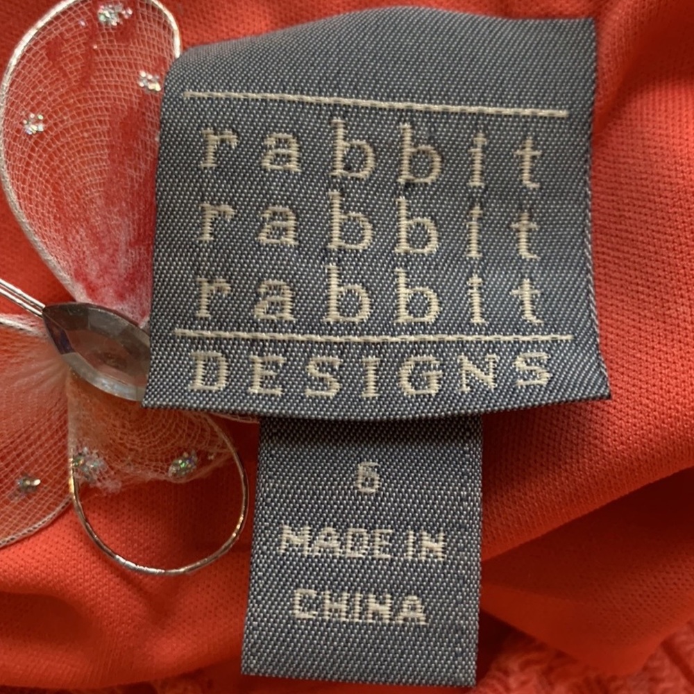 Rabbit Rabbit Rabbit Designs Coral Sheath Embroidered Lace Dress Women's Size 5 - Picture 4 of 9